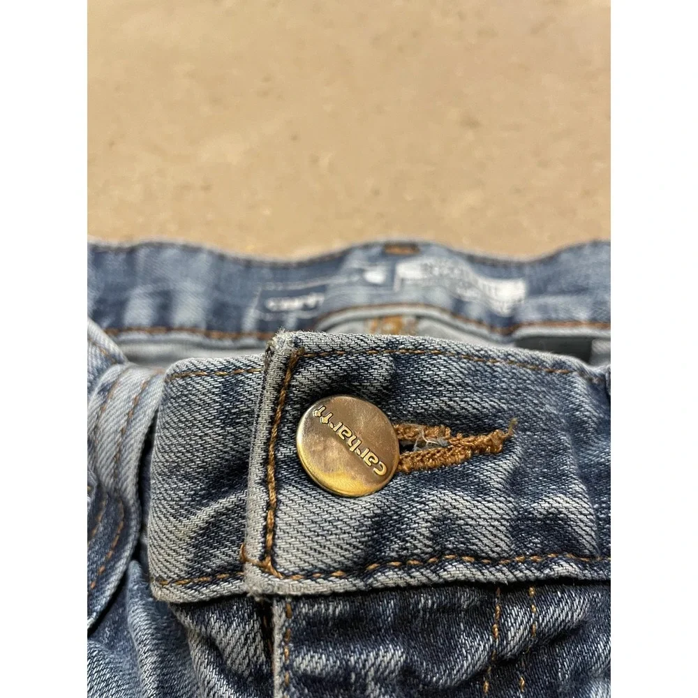 Carhartt 102804 M49‎ Jeans Mens 32x32 Medium Wash Blue Relaxed Stretch Zip Fly
